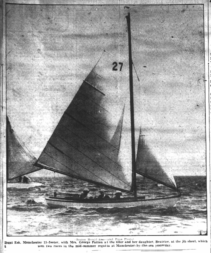 Newspaper article showing Beatrice and her daughter out on the water.
